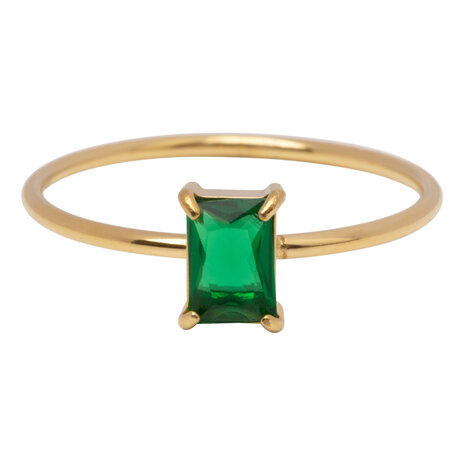 Charmin's Gold-Colored Ring Rectangular Dark Green Stone R1731 – Quiet Luxury