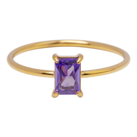 Charmin's Goldfarbener Ring Rechteckiger Lila Stein R1727 – Soft Glamour