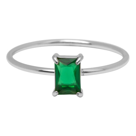 Charmin's Stahlring Rechteckiger Dunkelgrüner Stein R1721 – Green Glamour