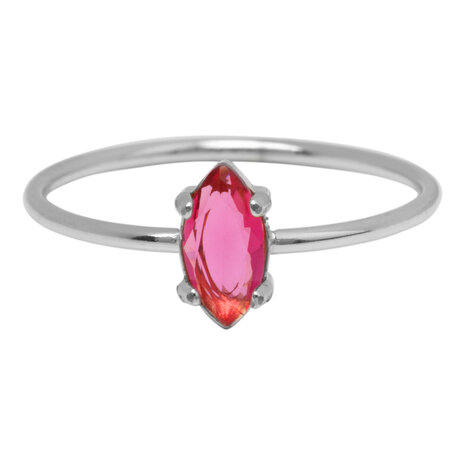 Charmin's Steel Ring with Elliptical Pink Crystal Stone R1675 – Romantic Detail