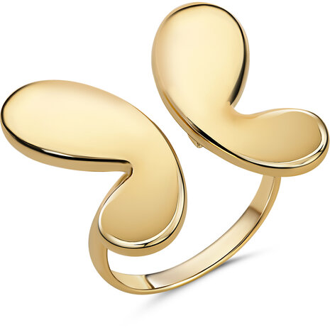 Charmin's Goudkleurige Chunky Ring met een Abstrakte Vinder  R1858 – Elegant en Strak