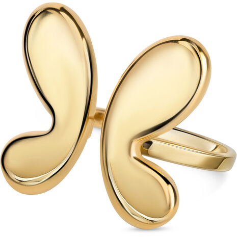 Charmin's Goudkleurige Chunky Ring met een Abstrakte Vinder  R1858 – Elegant en Strak