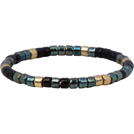 Charmin's Miyuki Kralen Goud Zwart Blauw Groen Anxiety Fidget Ring R1661