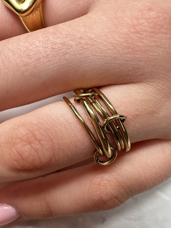 Charmin's Goudkleurige Chunky Ring met Vijf Dunne Ringen R1850