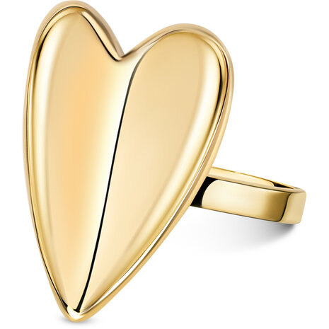 Charmin's Goudkleurige Chunky Ring met Hartvorm Staal R R1847 – Krachtig en Groot