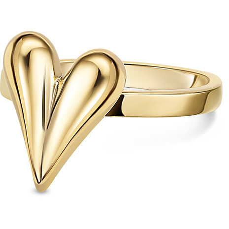 Charmin's Goudkleurige Chunky Ring met Hartvorm Staal R R1845 – Bescheiden en ellegant.