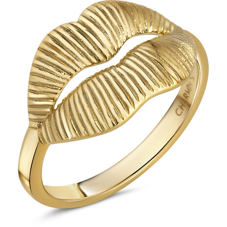 Charmin's Goudkleurige Chunky Ring Met Een Mooie Mond R1833 – Elegant en Sensueel