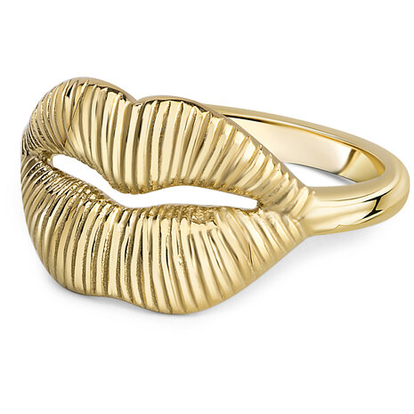 Charmin's Goudkleurige Chunky Ring Met Een Mooie Mond R1833 – Elegant en Sensueel