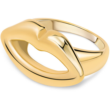 Charmin's Goudkleurige Chunky Ring met Mooie Lippen R1824 – Kiss me
