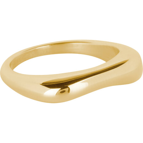 Charmins Goldfarbener Ring Weich Gew&ouml;lbt und Abgerundete Kugeln Stahl R1371