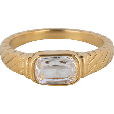 Bague dor&eacute;e Charmin avec pierre en cristal et gravures R1351 &ndash; Look vintage