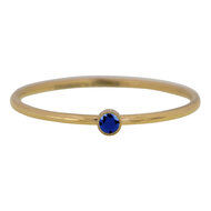 Charmin&#039;s Birthstone Ring September Blauwe Sapphire Steen Goldplated R689/KR84
