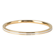 Charmin&rsquo;s goudkleurige stapelring R697 Petite White Enamel goldplated staal