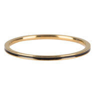Charmin&rsquo;s goudkleurige stapelring R699 Petite goldplated Black Enamel staal