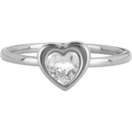Charmin&#039;s Ring met Hartvormig Wit Kristallen Steentje Staal R1653 &ndash; Romantische Eyecatcher