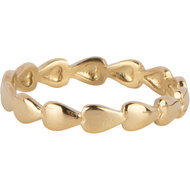 Charmin&#039;s Goudkleurige Ring met Subtiele Gevulde Hartjes Staal R1650 &ndash; Moderne Liefde