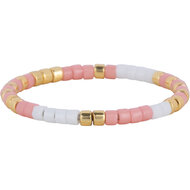 Charmin&#039;s Miyuki Beads Gold Wit Roze Anxiety Fidget Ring R1536