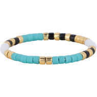 Charmin&#039;s  Miyuki Kralen Goud Wit Turkoois Zwart Anxiety Fidget Ring R1535