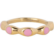 Charmin&#039;s Goudkleurig Ring Met Roze Ronde Emaille Bollen Staal R1496
