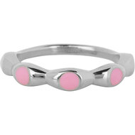 Charmin&#039;s Stalen Ring Met Roze Ronde Emaille Bollen Staal R1495