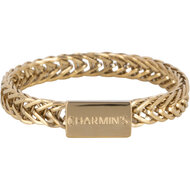 Charmin&rsquo;s Goudkleurige Fijn Gevlochten Ring Met Plaatje 3MM Staal R1490