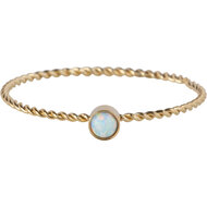 Charmin&#039;s Bague avec pierre de naissance torsad&eacute;e couleur or et acier opale R1461
