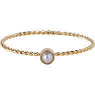 Charmin&#039;s Goudkleurige Gedraaide Birthstone Ring Parel Staal R1457