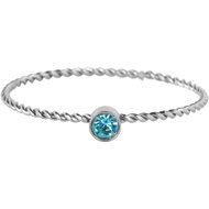 Bague Charmin&#039;s Twisted Birthstone Acier Cristal Bleu Clair R1454