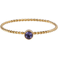 Bague de naissance torsad&eacute;e couleur or Charmin&#039;s acier cristal violet lilas R1453