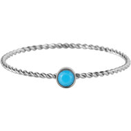 Charmin&#039;s Bague avec pierre de naissance torsad&eacute;e et acier cristal turquoise R1446