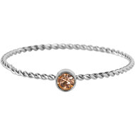 Charmin&#039;s Bague avec pierre de naissance torsad&eacute;e en acier cristal de champagne marron clair R1440
