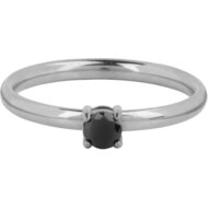 Charmin&rsquo;s Klassieke Solitair 2,2mm Ring Zwarte Steen Staal R1432