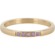 Memoire Ring Ring Paars Opaal 5 steentjes Goudkleurig R1130