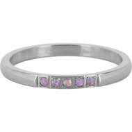 Charmin&rsquo;s Memoire Ring Ring Paars Opaal 5 steentjes Staal R1129