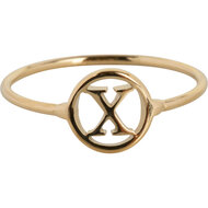 Charmin&#039;s Open Ronde Zegelring Vergulde Initialen R1121 Letter X