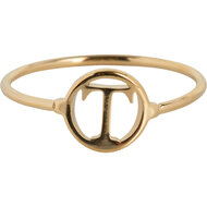Charmin&rsquo;s initialen open ronde zegelring Goldplated R1121 Letter S