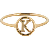 Charmin&rsquo;s initialen open ronde zegelring Goldplated R1121 Letter K
