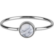 Charmin&#039;s Ring met Ronde Witte Howliet Edelsteen Steel R1049