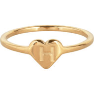 Charmin&rsquo;s initialen zegelring hartje Goldplated R1015-H Letter H 