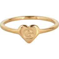 Charmin&rsquo;s initialen zegelring hartje Goldplated R1015-G Letter G 