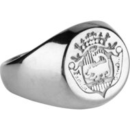 Charmin&#039;s UNI Heren en Dames Familiewapen Zegelring Familia Supra Omnia Staal R999