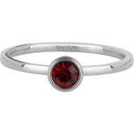 Charmin&#039;s Ring Birthstone Januari Garnet Rode Kristal Staal Ronde Steen 4mm R1591