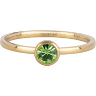 Charmin&#039;s Goudkleurige Ring Birthstone Augustus Lichtgroene Kristal Staal Iconic R1602