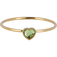 Charmin&#039;s Goudkleurige Ring met Lichtgroene Hartsteen Staal R1582 &ndash; Birthstone Augustus