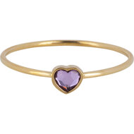 Charmin&#039;s Goudkleurige Ring met Paarse Lila Hartsteen Staal R1570 &ndash; Birthstone Februari