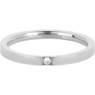 Charmin&#039;s Stalen Ring Met 2 mm Kristal R1561  Precious Shiny Steel