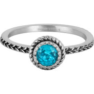 Charmin&#039;s Ring Birthstone Maart LichtBlauwe Kristal Staal Iconic Vintage R1523