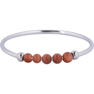 Charmin&#039;s Anxiety Ring Roodbruin Goudsteen Edelsteen Kraaltjes Steel Palm R1315