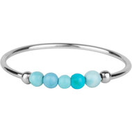 Charmin&#039;s Anxiety Ring NaturalStones Turquoise Beads Staal Palm R1310