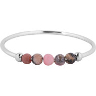 Charmin&#039;s Anxiety Ring Roze-Zwart Rhodoniet Edelsteen Kraaltjes Steel Palm R1308